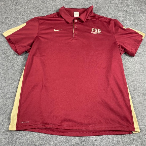 VTG Nike Florida State Seminoles Shirt Mens XL Red Golf Polo Swoosh Dri Fit NCAA - Picture 1 of 12
